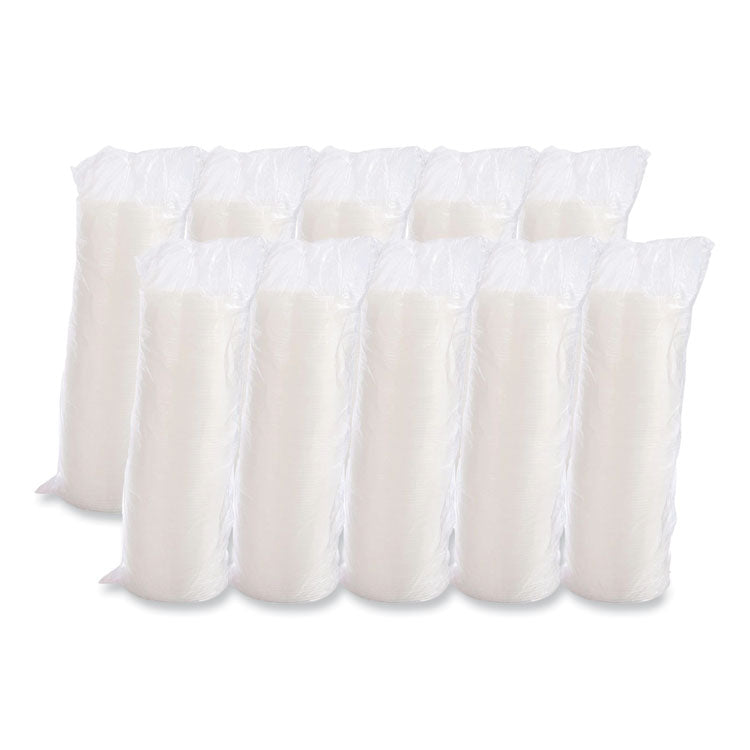 Cold Cup Lids, Fits 8 oz to 32 oz Cold Cups/Containers, Plastic, Translucent, 100/Sleeve, 10 Sleeves/Carton