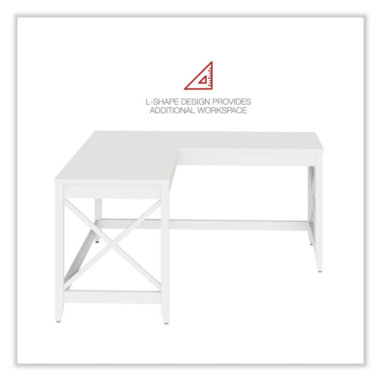 L-Shaped Farmhouse Desk, 58.27" x 58.27" x 29.53", White
