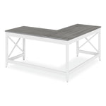 L-Shaped Farmhouse Desk, 58.27" x 58.27" x 29.53", Gray/White