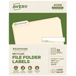 Avery EcoFriendly Laser/Inkjet File Folder Labels, 2/3" x 3-7/16", White, 1500 Labels/Box (45366)
