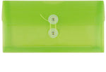 JAM Paper Premium Plastic Filing Envelope with Button & String Closure, Lime Green, 3/Pack (921B1LIX3)