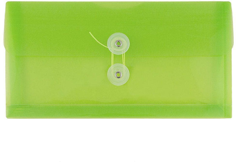 JAM Paper Premium Plastic Filing Envelope with Button & String Closure, Lime Green, 3/Pack (921B1LIX3)