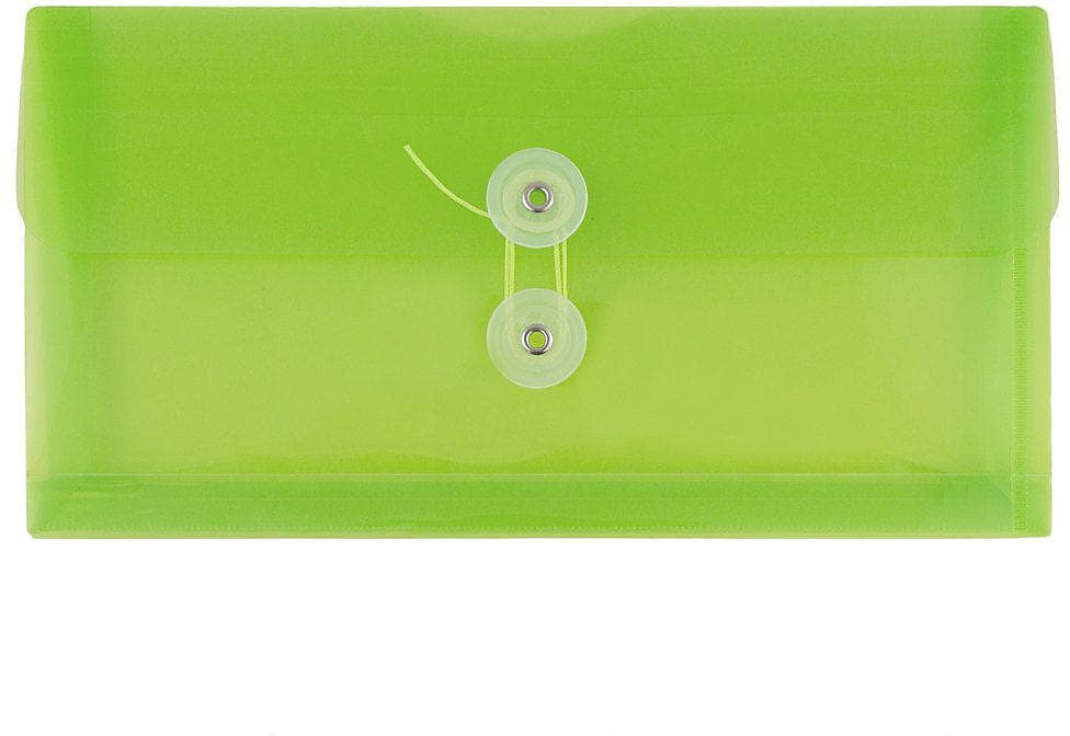 JAM Paper Premium Plastic Filing Envelope with Button & String Closure, Lime Green, 3/Pack (921B1LIX3)