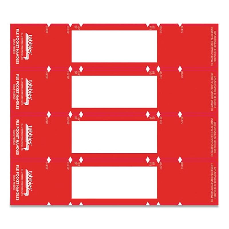 Tabbies 9 5/8" x 2" File Pocket Handle, Red/White, 48/Pack