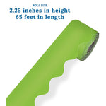 Carson Dellosa Education Rolled Scalloped Border, 2-1/4" x 65', Lime, 3/Bundle (CD-108468-3)