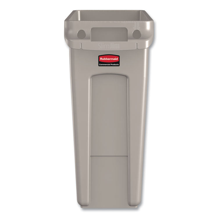 Slim Jim with Venting Channels, 16 gal, Plastic, Beige, 4/Carton