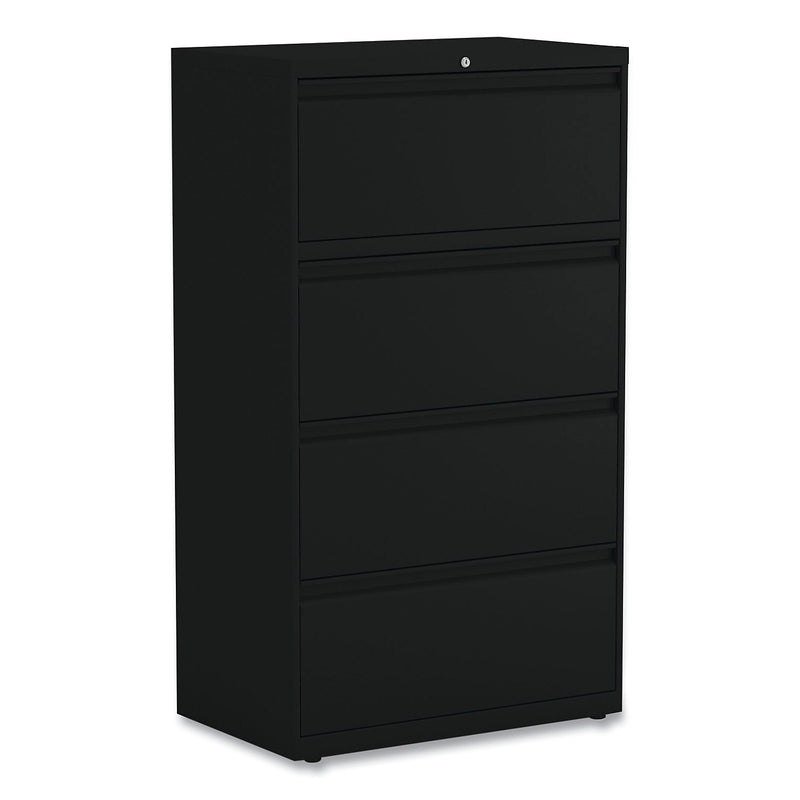 Alera® 4-Drawer 30"W Lateral File Cabinet; Black, Legal (ALELA54305BL)