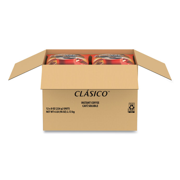 Clasico Dark Roast Instant Coffee, 8 oz, 12/Carton