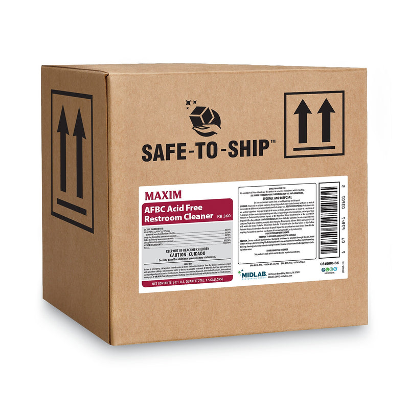 Maxim AFBC Acid-Free Restroom Cleaner, Safe-to-Ship, Fresh Scent, 32 oz Bottle, 6/Carton (MLB03600086)