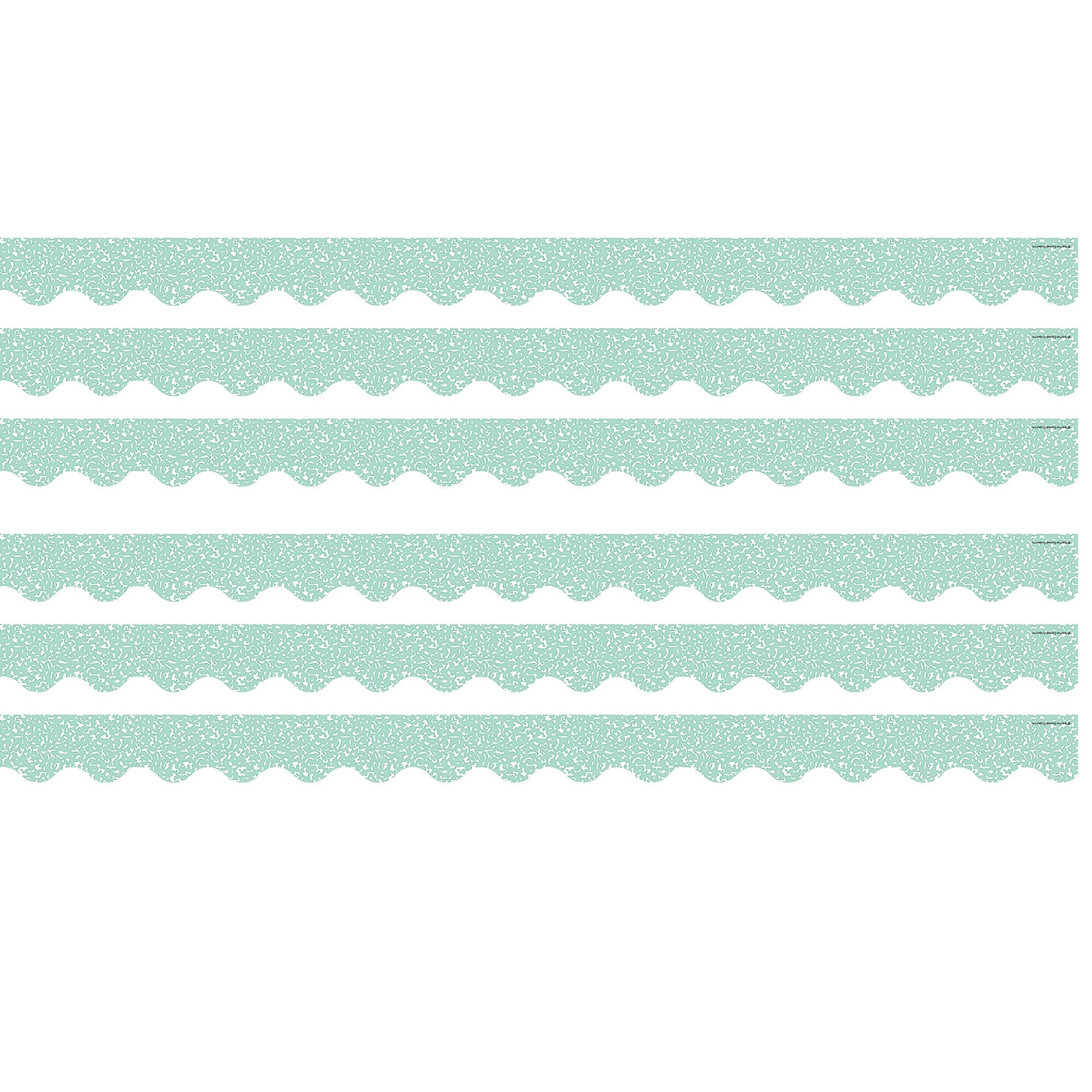Teacher Created Resources Border Trim, 2.19" x 2.92', Composition Green Scalloped, 12/Pack, 6 Packs/Bundle (TCR9314-6)