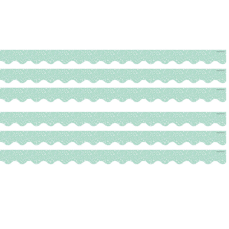 Teacher Created Resources Border Trim, 2.19" x 2.92', Composition Green Scalloped, 12/Pack, 6 Packs/Bundle (TCR9314-6)