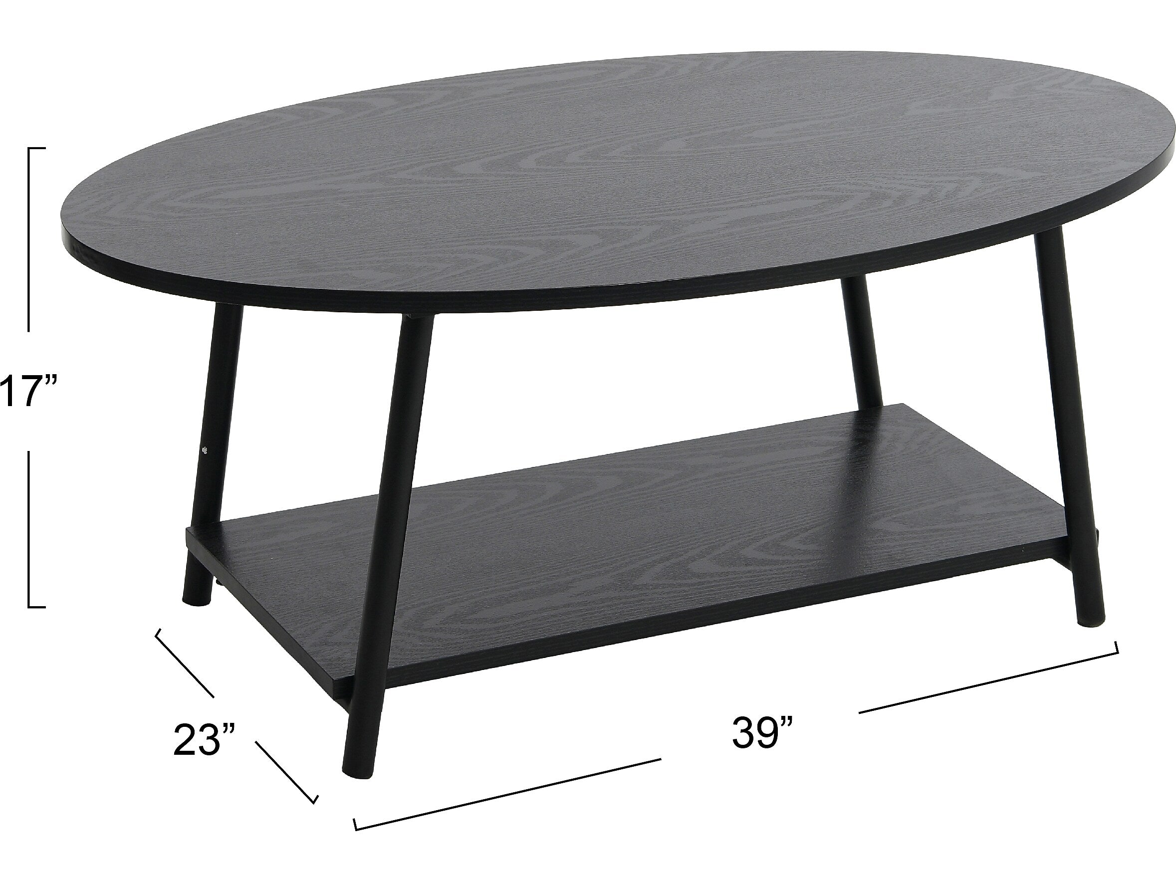 Household Essentials Jamestown 39"W x 23"D Laminate Coffee Table, Black Oak/Black (8178-1)