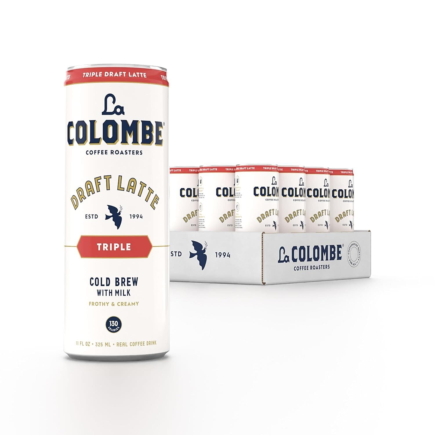 La Colombe Draft Triple Shot Espresso Latte Caffeinated Cold Brew Coffee, Medium Roast, 11 oz., 12/Carton (PPPURC1204)
