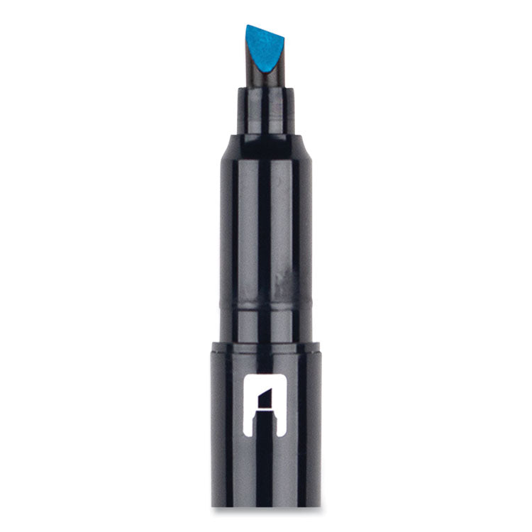 Highlighters, Skyblue Ink, Bullet/Chisel Tip, Skyblue Barrel, 10/Box