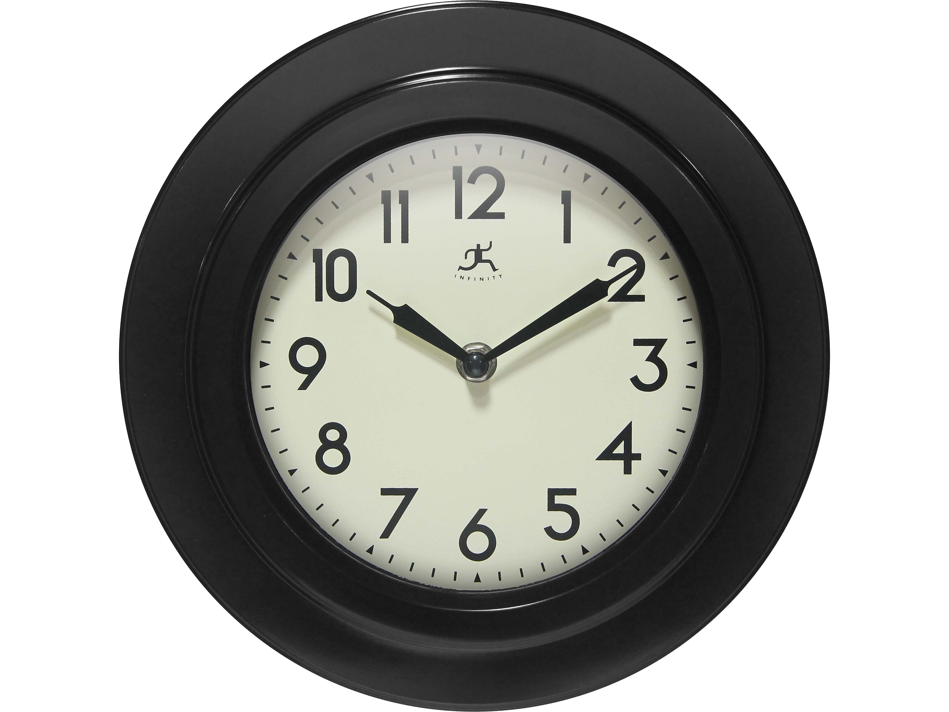Infinity Instruments Retro Escape Wall Clock, Plastic/Glass, 9.75"Dia. (20305BK-4543)