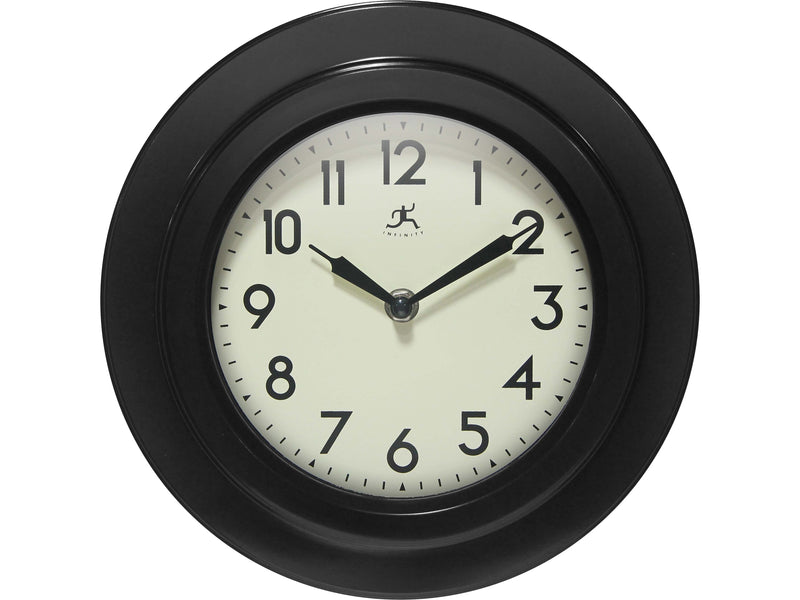 Infinity Instruments Retro Escape Wall Clock, Plastic/Glass, 9.75"Dia. (20305BK-4543)