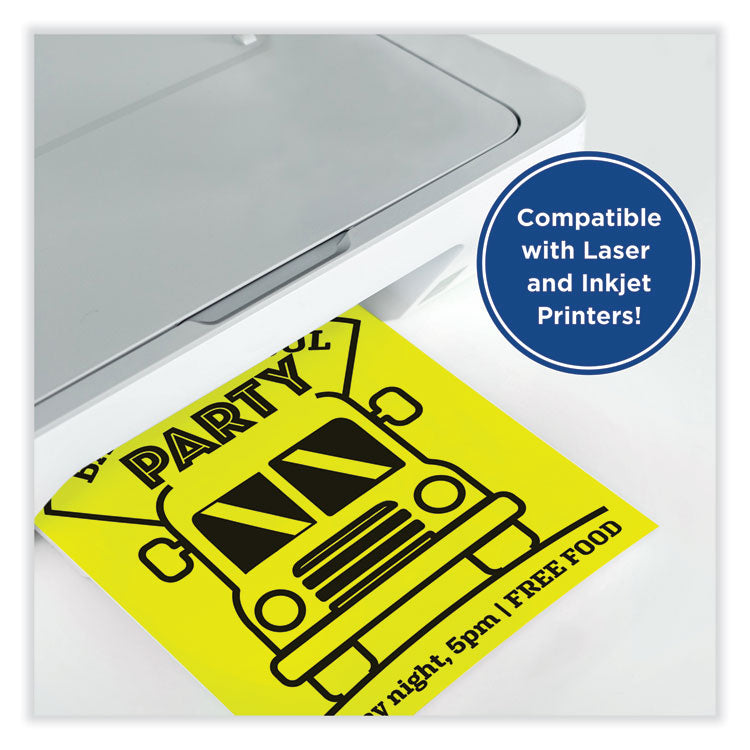 Color Cardstock, 65 lb Cover Weight, 8.5 x 11, Lemon Yellow, 250/Ream