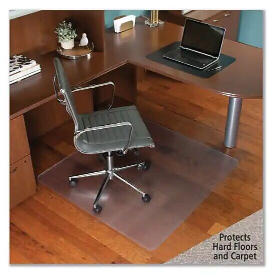 ES Robbins Floor+Mate Carpet & Hard Floor Chair Mat, 46" x 48", Designed for Medium-Pile Carpet, Clear (ESR121442)