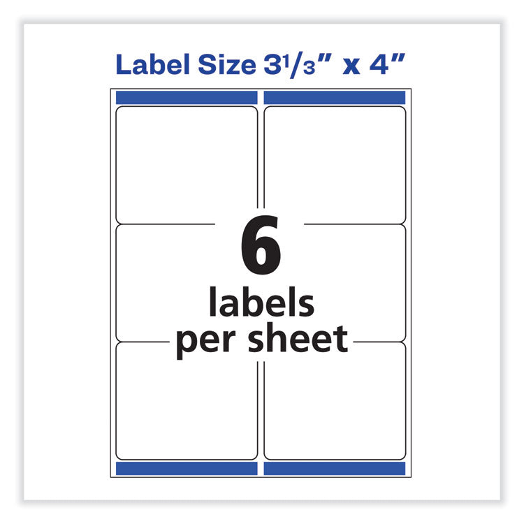 Vibrant Inkjet Color-Print Labels w/ Sure Feed, 3.33 x 4, Matte White, 120/PK