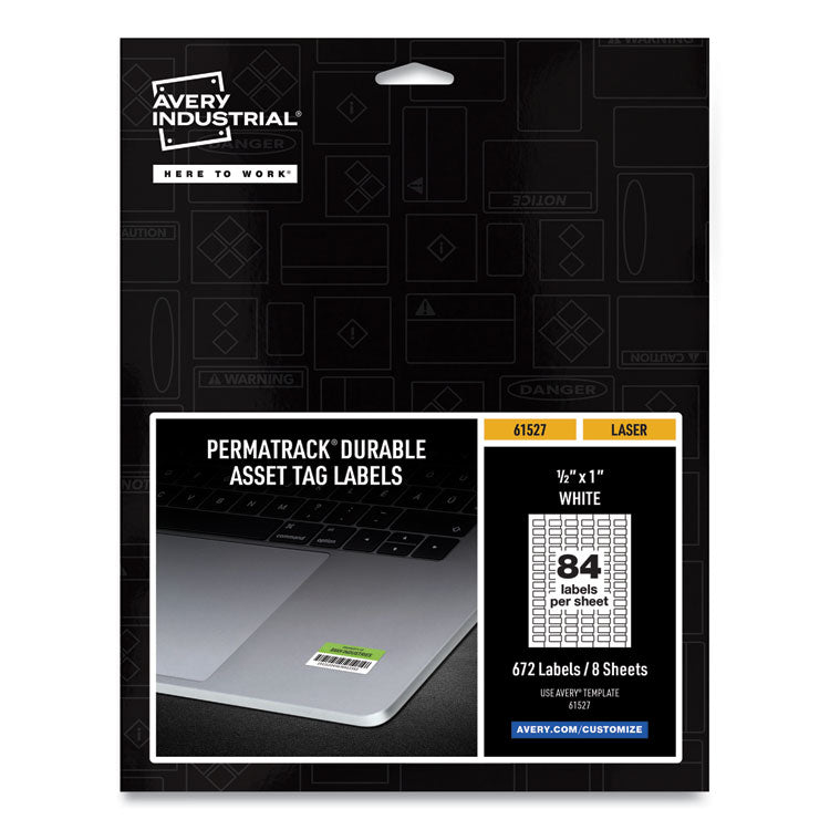 Permatrack Durable White Asset Tag Labels, Laser Printers, 0.5 X 1, White, 84/sheet, 8 Sheets/pack