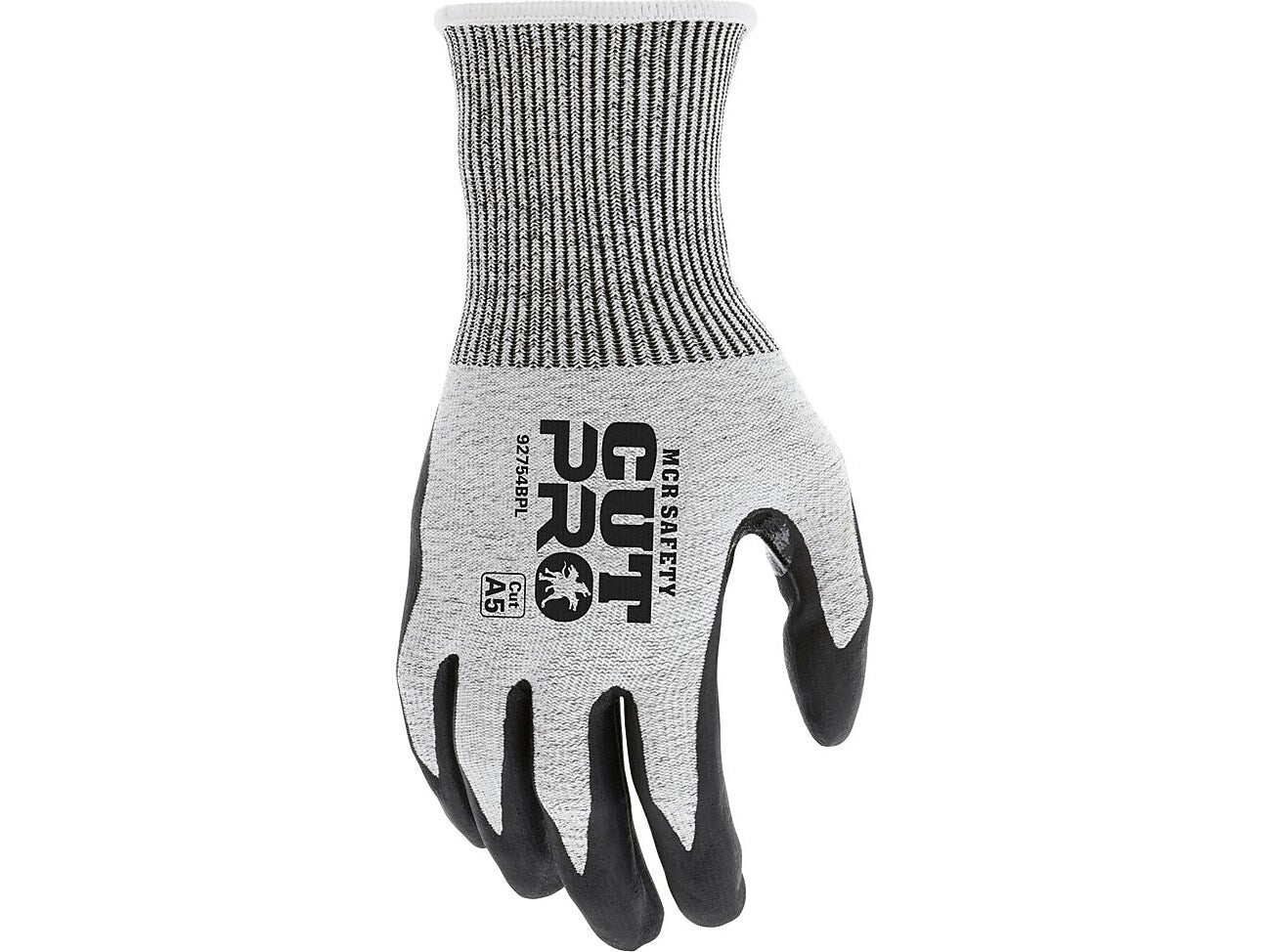MCR Safety Cut Pro Hypermax Fiber/Bi-Polymer Work Gloves, Salt-and-Pepper/Black, XS, Pair (127-92754BPXS)