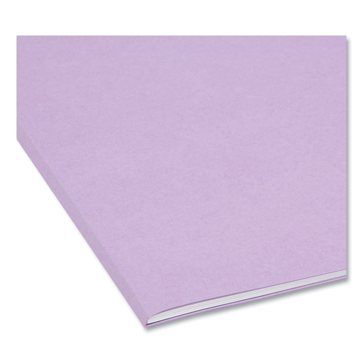 Reinforced Top Tab Colored File Folders, Straight Tabs, Letter Size, 0.75" Expansion, Lavender, 100/Box