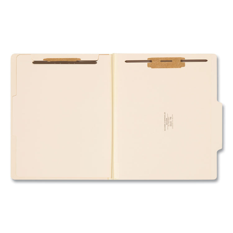 Four-Section Top Tab Classification Folders, 2" Expansion, 1 Divider, 4 Fasteners, Letter Size, Manila, 10/Box