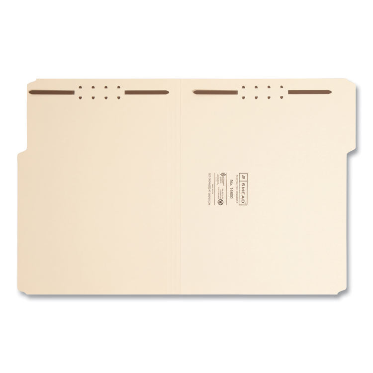 Top Tab Heavyweight Manila Fastener Folders, 0.75" Expansion, 2 Fasteners, Letter Size, Manila Exterior, 50/Box