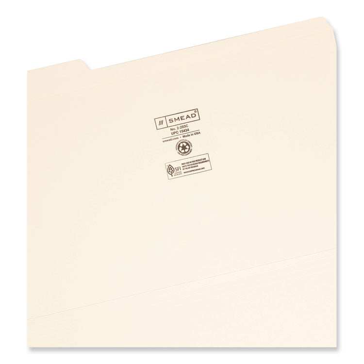 Reinforced Tab Manila File Folders, 1/3-Cut Tabs: Assorted, Legal Size, 0.75" Expansion, 14-pt Manila, 100/Box