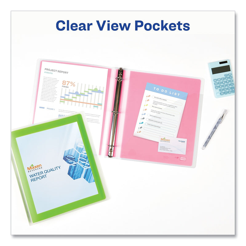 Avery Flexi-View Binder with Round Rings, 3 Rings, 1" Capacity, 11 x 8.5, Green
