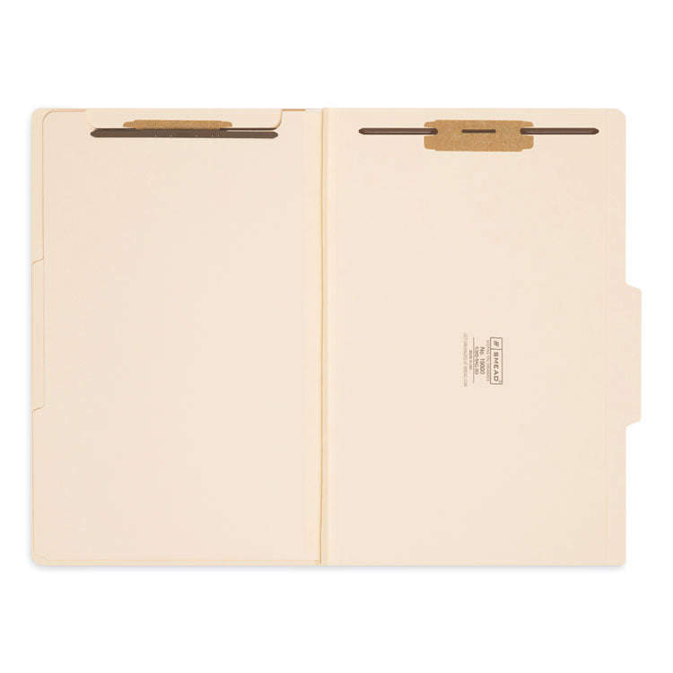 Four-Section Top Tab Classification Folders, 2" Expansion, 1 Divider, 4 Fasteners, Legal Size, Manila, 10/Box