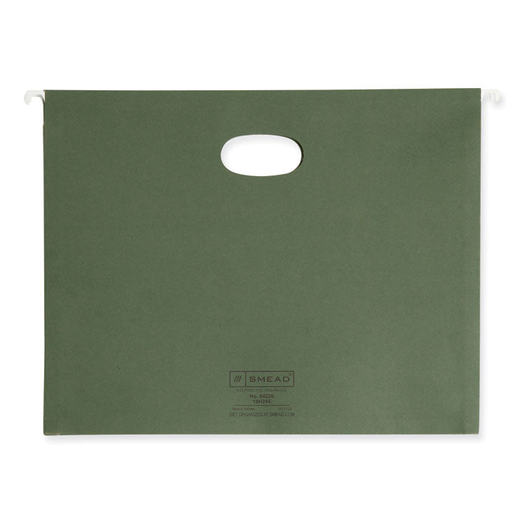 Hanging Pockets with Full-Height Gusset, 1 Section, 3.5" Capacity, Letter Size, Standard Green, 10/Box
