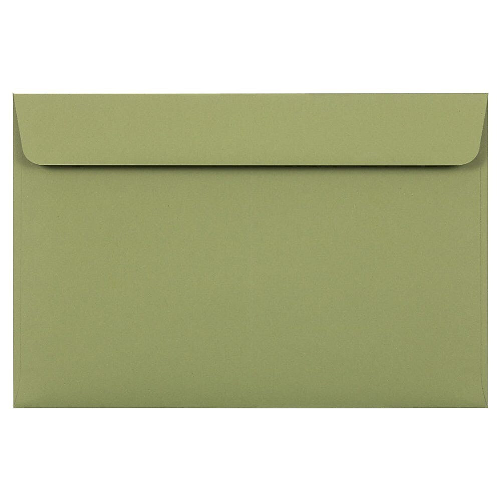 JAM Paper Booklet Envelope 6" x 9", Olive Green, 50/Pack (3157498i)