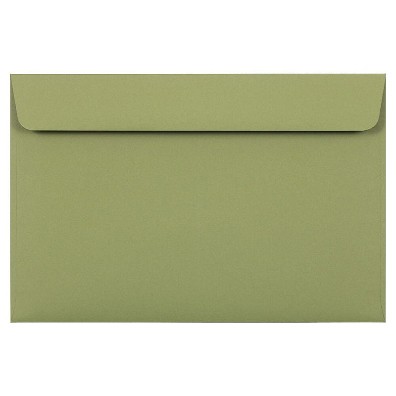 JAM Paper Booklet Envelope 6" x 9", Olive Green, 50/Pack (3157498i)
