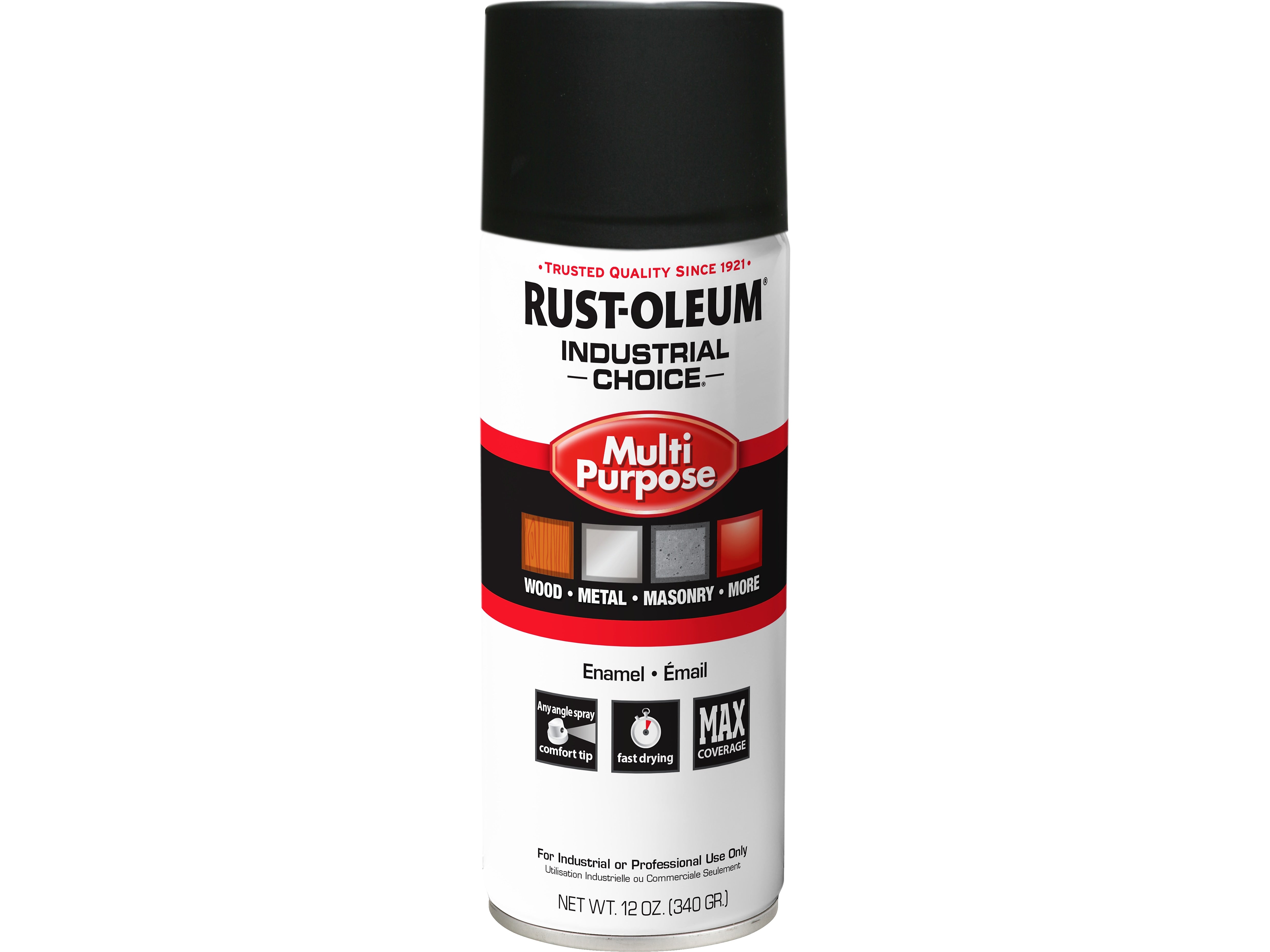 Rust-Oleum Industrial Choice Multipurpose Enamel Spray, Black, 12 Oz., 6/Pack (1676830V)