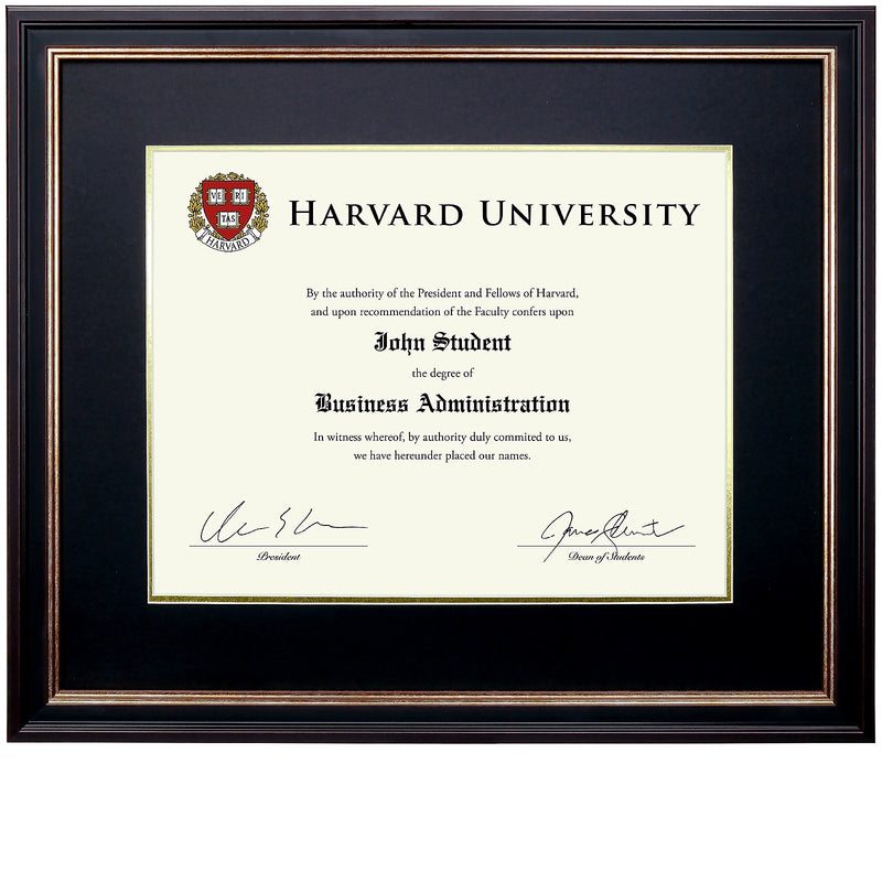 Excello Global Products 11" x 14" Composite Wood Photo/Document Frame, Black/Gold/Red (EGP-HD-0383)