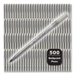 Round Stic Xtra Life Ballpoint Pen, Stick, Medium 1 mm, Black Ink, Translucent Black Barrel, 500/Pack