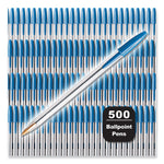 Cristal Xtra Smooth Ballpoint Pen, Stick, Medium 1 mm, Blue Ink, Clear Barrel, 500/Pack