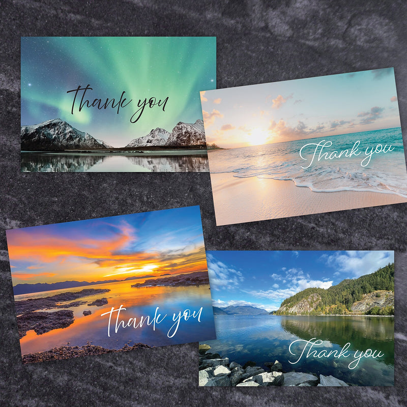 Great Papers Scenic Water Collection General Use Thank You Notecard Kits, Multicolored, 20/Pack (2025024)