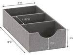 Household Essentials 3-Compartment Cardboard/Poly Linen/Nonwoven PP Drawer Organizer, Gray (727-1)