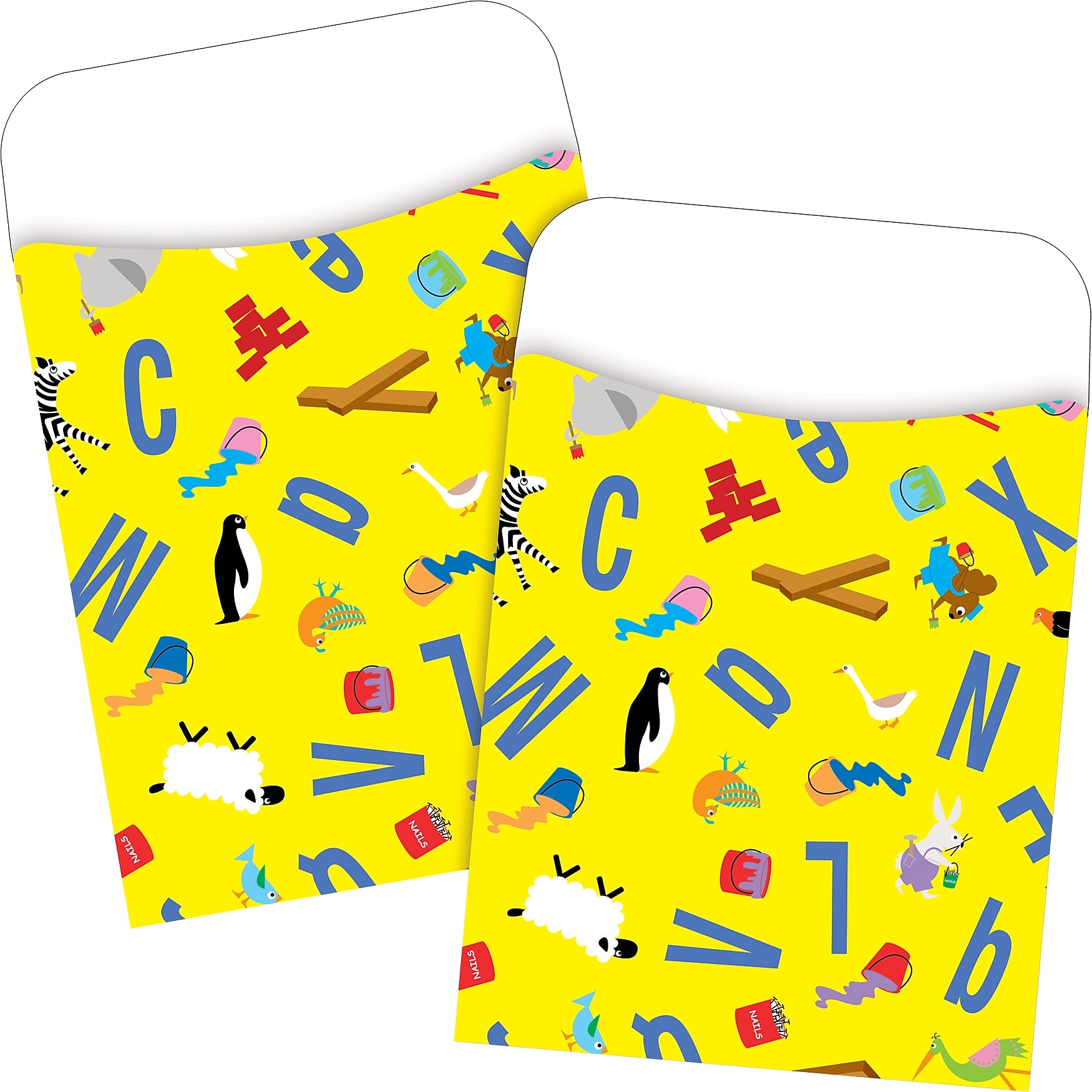Barker Creek ABC Animals Library Pockets, 5.125" x 3.5", 60/Set (BC3827)