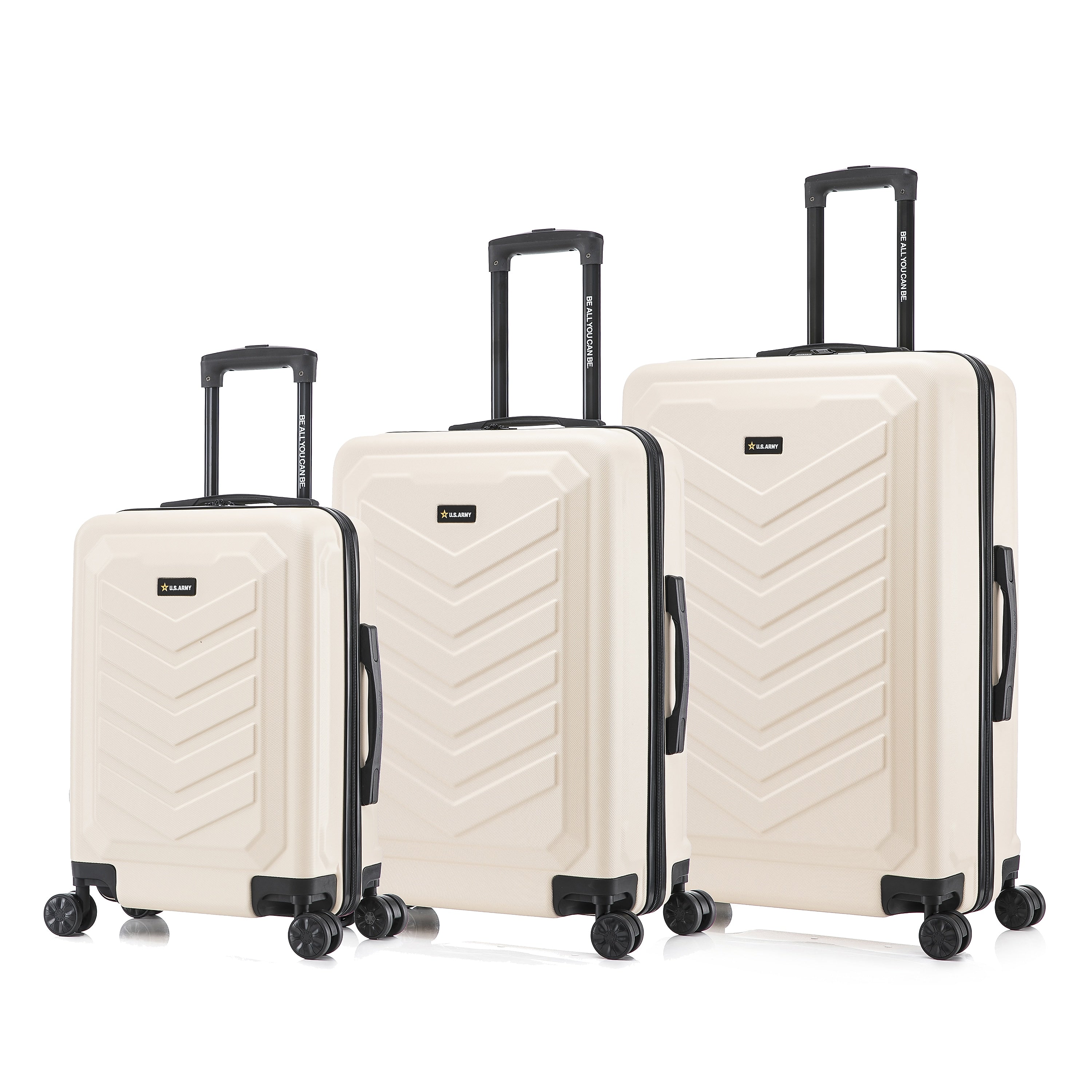 US Army FOX 3-Piece Hardside Spinner Carry-On Luggage Set, TSA Checkpoint Friendly, Sand (USLFOXSML-SAN)