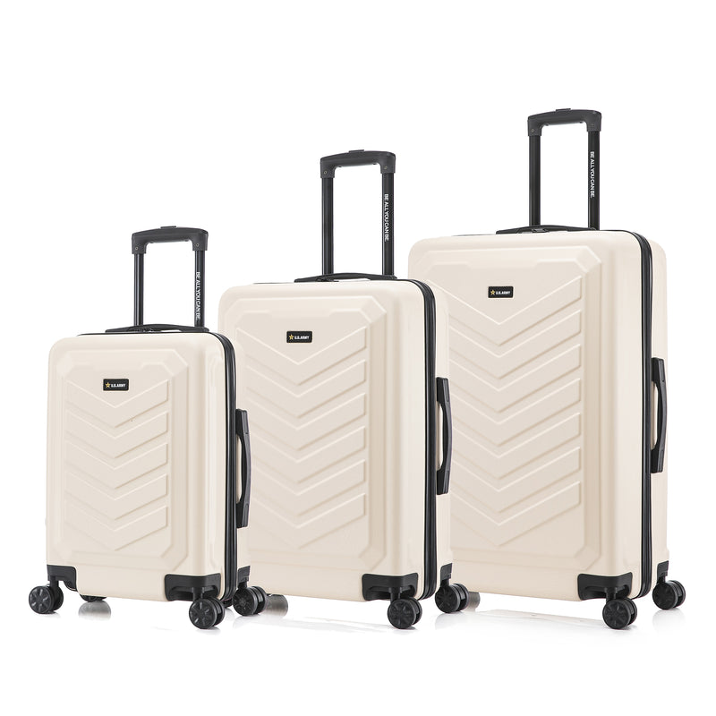 US Army FOX 3-Piece Hardside Spinner Carry-On Luggage Set, TSA Checkpoint Friendly, Sand (USLFOXSML-SAN)