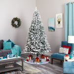 Nearly Natural 8-ft Flocked Rock Springs Spruce Artificial Christmas Tree (T1748)