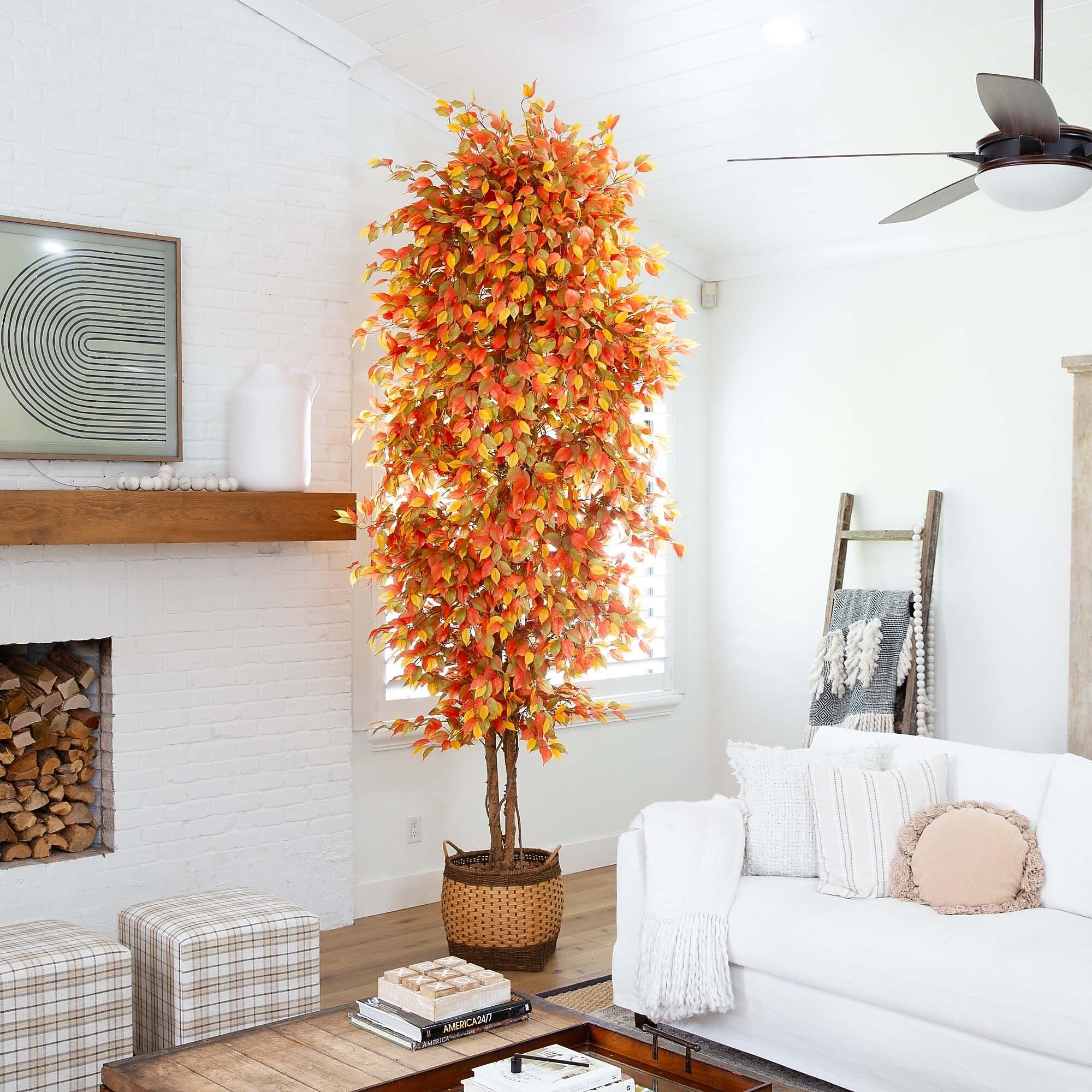 Nearly Natural 10' Autumn Ficus Artificial Fall Tree (T4769)