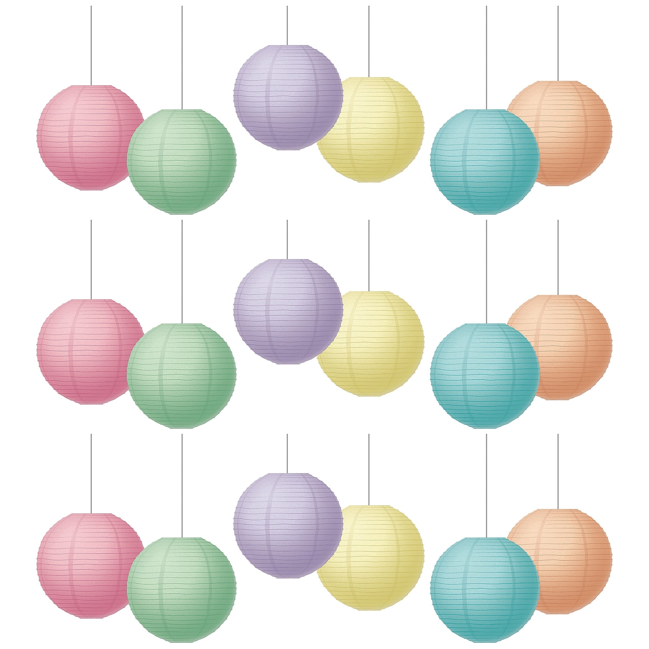 Teacher Created Resources Pastel Pop 8" Hanging Paper Lanterns, 6/Pack, 3 Packs/Bundle (TCR77523-3)
