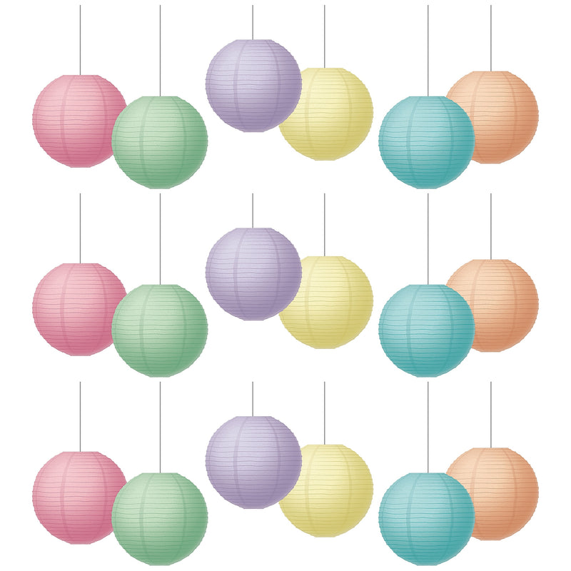 Teacher Created Resources Pastel Pop 8" Hanging Paper Lanterns, 6/Pack, 3 Packs/Bundle (TCR77523-3)