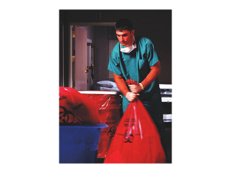 Heritage 30 Gal. Biohazard Liners, Red, 43"L x 30"W, 200/Carton (A6043PR)