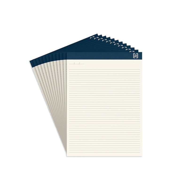 TRU RED™ Notepads, 8.5" x 11.75", Wide Ruled, Ivory, 50 Sheets/Pad, 12 Pads/Pack (TR58194)