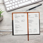 2026 Global Printed Products 3.5" x 6" Weekly & Monthly Planner, Faux Leather Cover, Black/Brown (NRY26-PKT-BN-P)